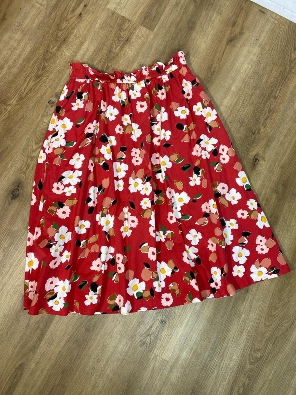 Kate Spade Botanical Garden Red Floral Poplin Midi Skirt with Pockets size XL - Picture 2 of 11